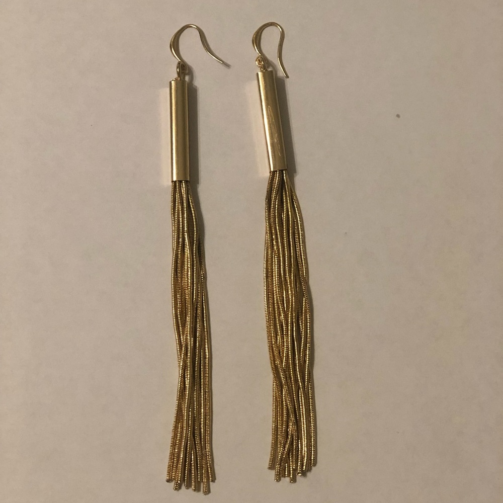 Gold-tone Linear Tassel Earring